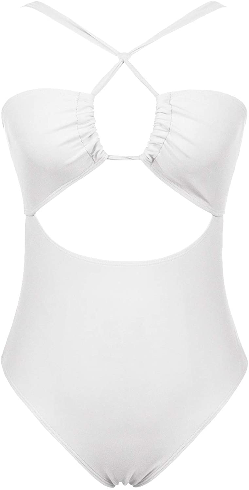 Ioiom Women'S Sexy Front Cross One Piece Swimsuits High Waisted Tummy Control Bathing Suits Apparel & Accessories > Clothing > Swimwear Kylie Max   