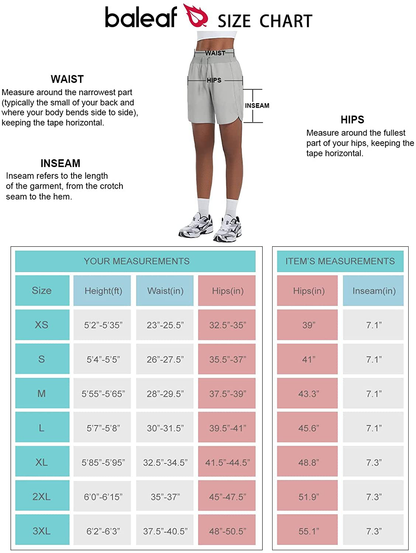 BALEAF Women'S 7" Long Shorts Lightweight for Running Workout Hiking Unlined Zipper Pocket Quick Dry Apparel & Accessories > Clothing > Shorts Kylie Max   
