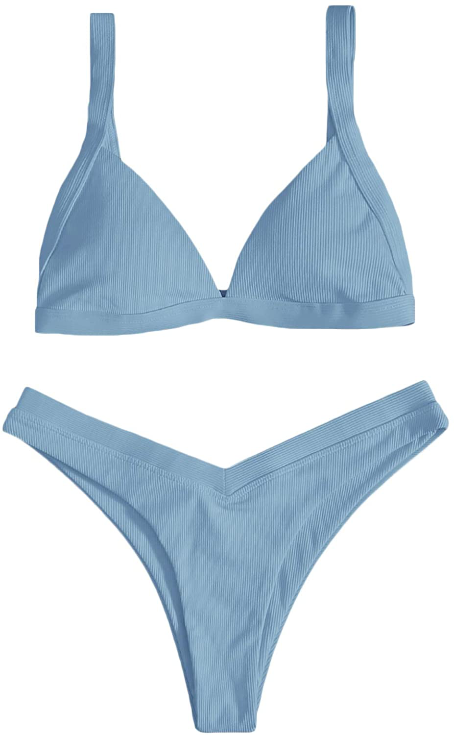 SOLY HUX Women's Print Tie Back Triangle Bikini Bathing Suits 2 Piece Swimsuits Apparel & Accessories > Clothing > Swimwear KYLIE MAX Blue High Cut Small 