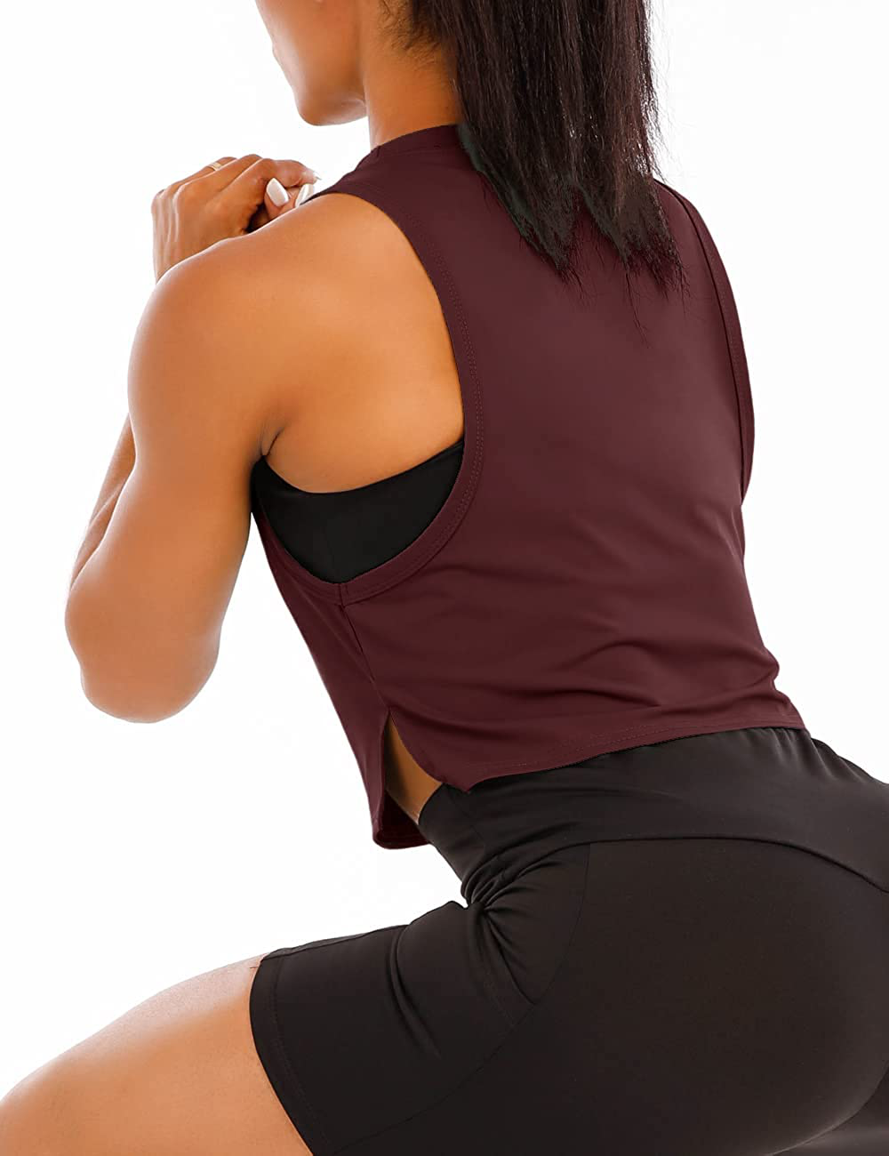 HIOINIEIY Womens Crop Tops Workout Tops Loose Sleeveless Cropped Muscle Open Side Shirts Gym Exercise Yoga Shirts Apparel & Accessories > Clothing > Activewear Kylie Max   