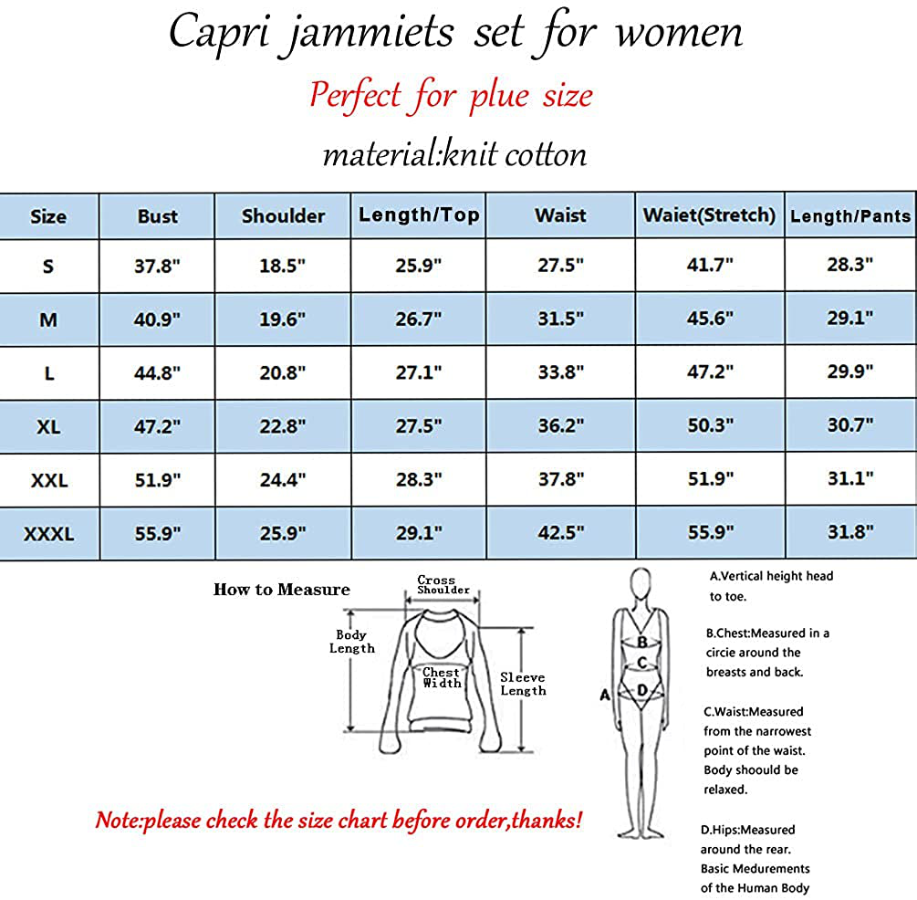 ENJOYNIGHT Women'S Sleepwear Tops with Capri Pants Pajama Sets Apparel & Accessories > Clothing > Sleepwear & Loungewear > Pajamas Kylie Max   