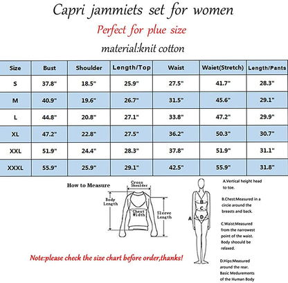 ENJOYNIGHT Women'S Sleepwear Tops with Capri Pants Pajama Sets Apparel & Accessories > Clothing > Sleepwear & Loungewear > Pajamas Kylie Max   