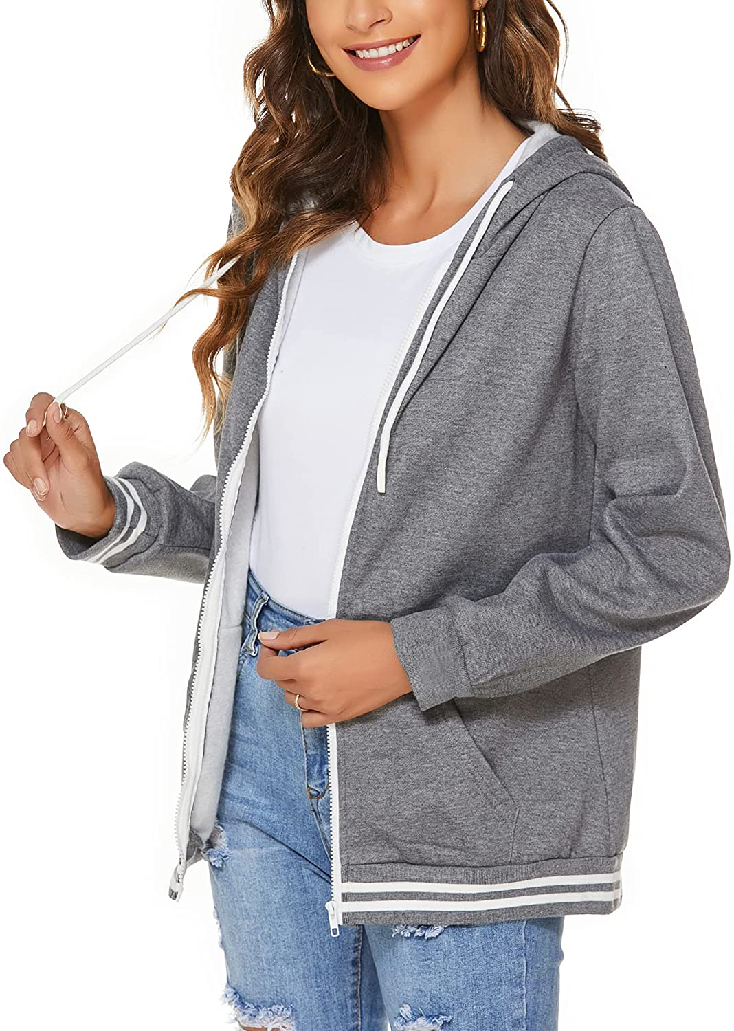 FINWANLO Hoodies for Women Casual Long Sleeve Tops Fleece Pullover Hooded Sweatshirts Jacket with Pockets  Kylie Max   