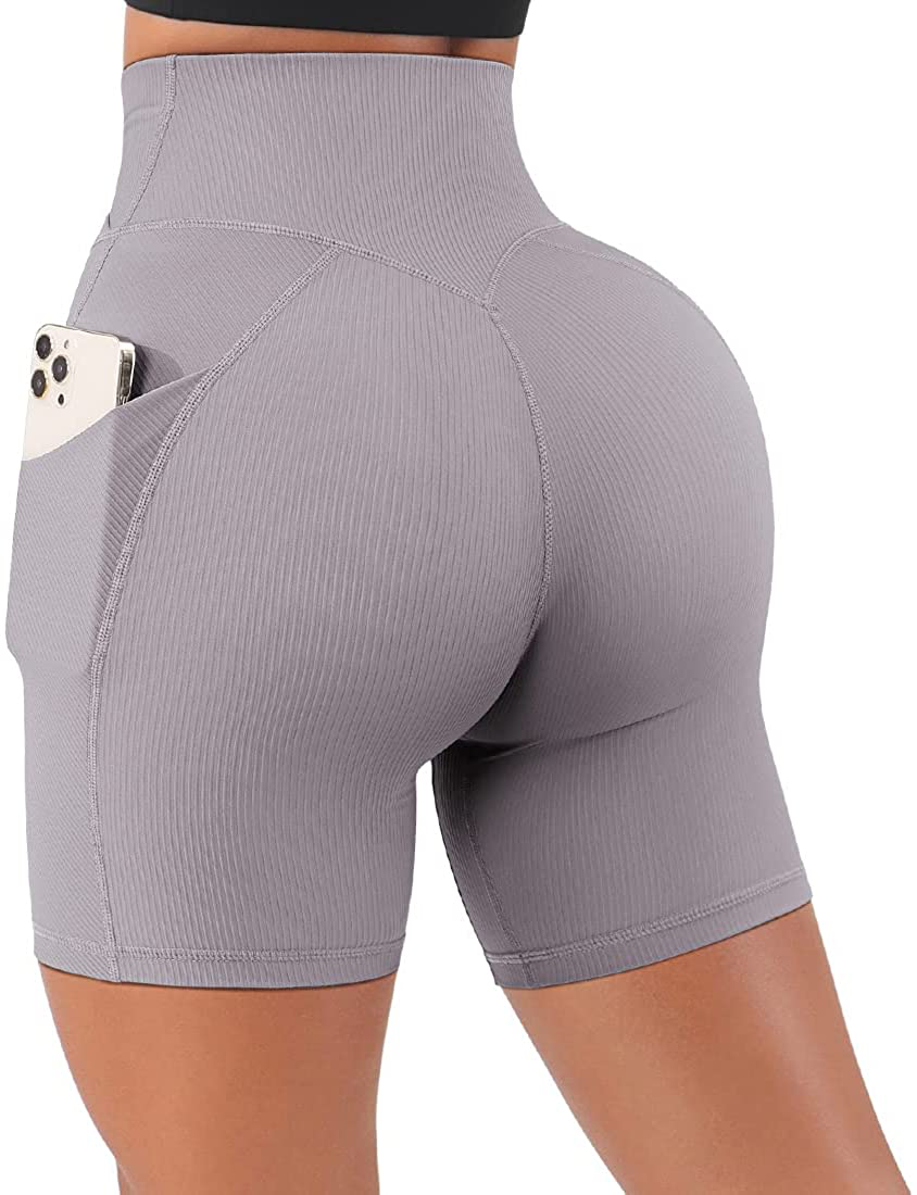 SUUKSESS Women Cross Workout Shorts with Pockets 5" High Waist Booty Biker Short Apparel & Accessories > Clothing > Shorts Kylie Max   