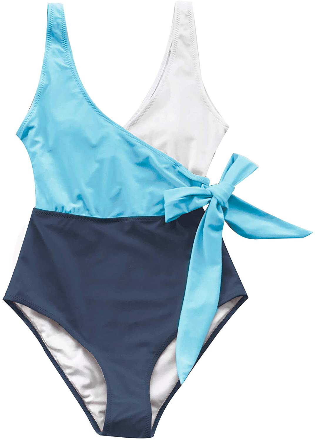 CUPSHE Women'S One Piece Swimsuit Wrap Color Block Tie Side Bathing Suit Apparel & Accessories > Clothing > Swimwear Kylie Max   