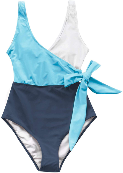 CUPSHE Women'S One Piece Swimsuit Wrap Color Block Tie Side Bathing Suit Apparel & Accessories > Clothing > Swimwear Kylie Max   
