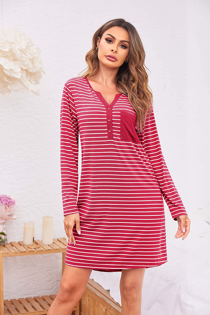 Ekouaer Women'S Nightshirt Long Sleeve Button down Nightgown V-Neck Sleepwear Short Sleeve Pajama Dress Apparel & Accessories > Clothing > Sleepwear & Loungewear > Nightgowns Kylie Max   