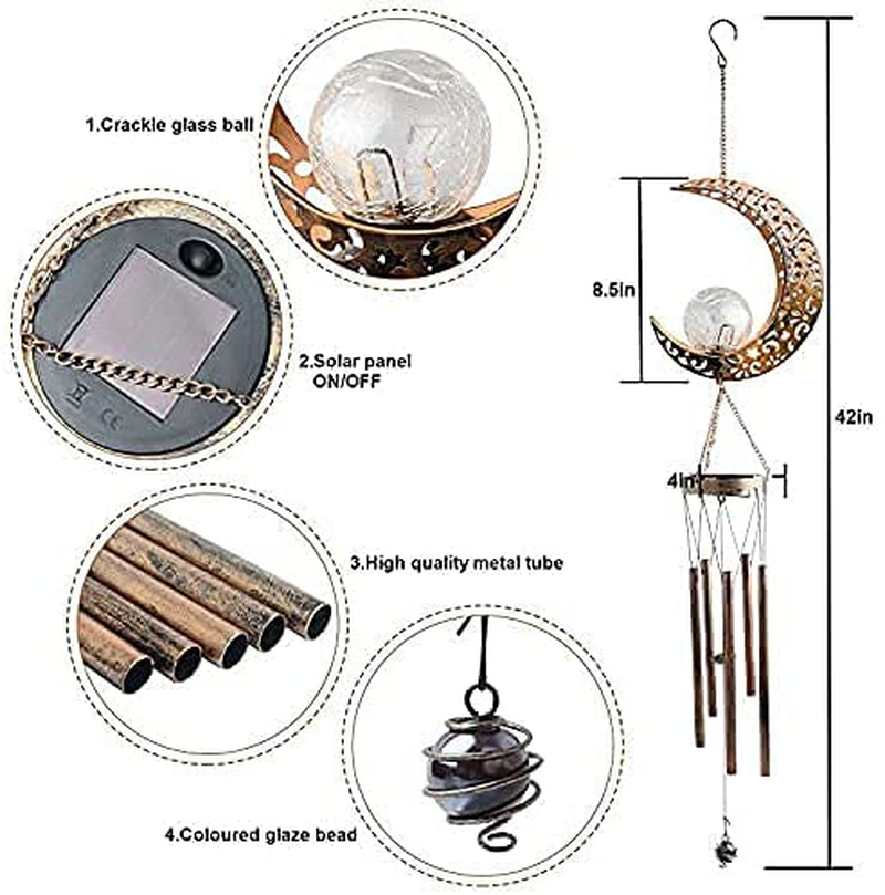 Moon Decor Gift for fathe, Moon Glass Ball Wind Chimes,windchimes Outdoor Gift for mom, Dad Gift, Grandma,, Christmas Decorations Christmas Decor Christmas Solar Light Arts & Entertainment > Party & Celebration > Gift Giving zhengshizuo   