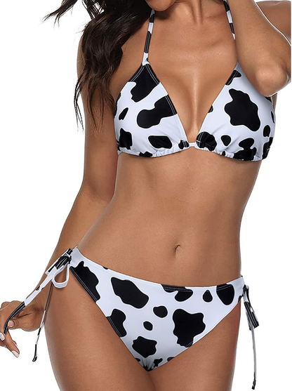 Tempt Me Women Two Piece Halter Padded Top Tie Side Bottom Triangle Bikini Bathing Suit Apparel & Accessories > Clothing > Swimwear KYLIE MAX   