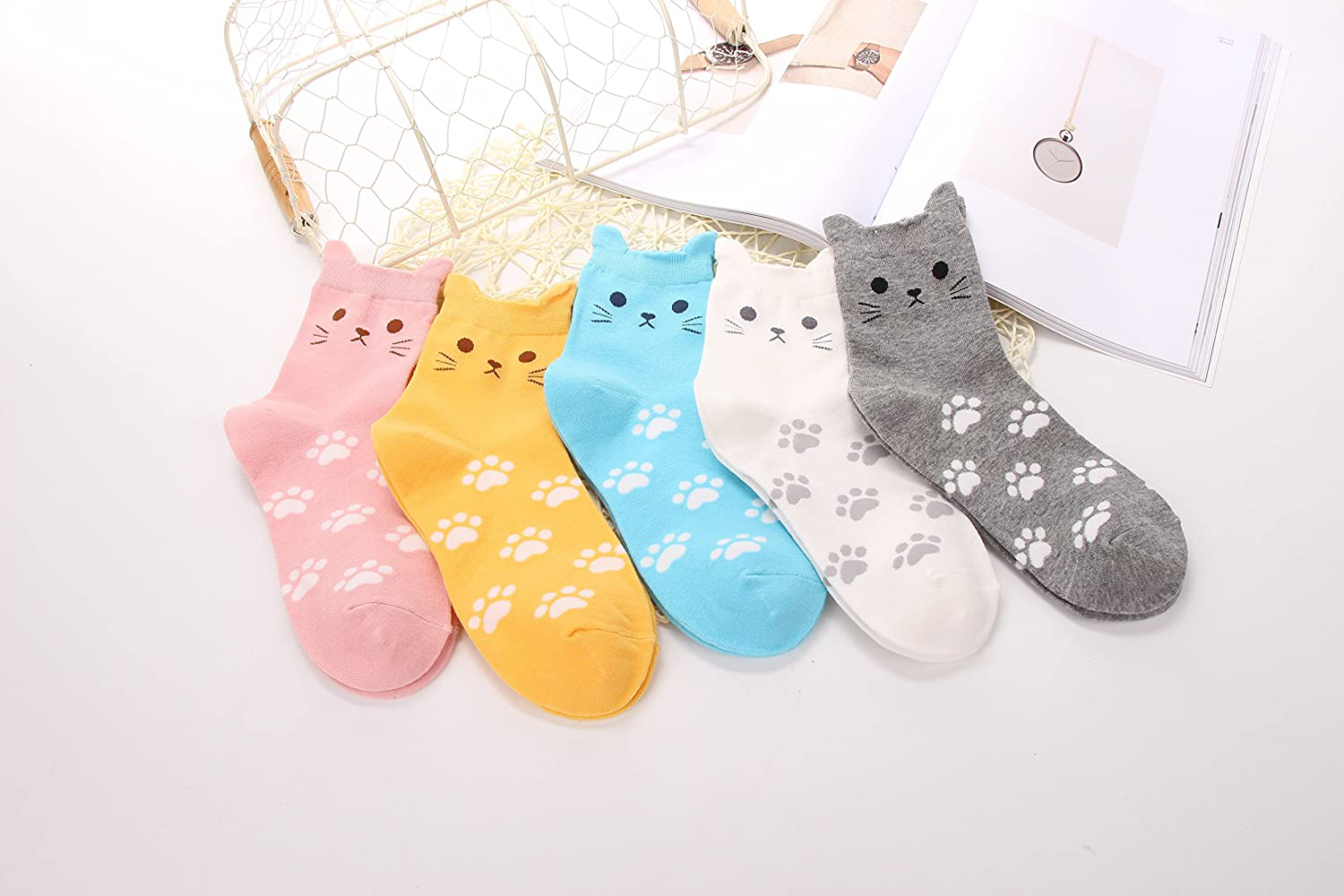 Jeasona Women's Fun Socks Cute Cat Animals Funny Funky Novelty Cotton Gifts Arts & Entertainment > Party & Celebration > Gift Giving Jeasona   