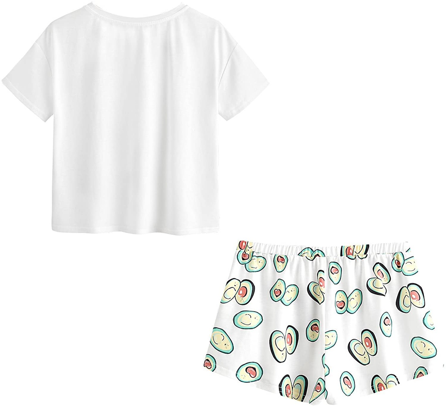 DIDK Women'S Cute Cartoon Print Tee and Shorts Pajama Set Apparel & Accessories > Clothing > Sleepwear & Loungewear > Pajamas Kylie Max   