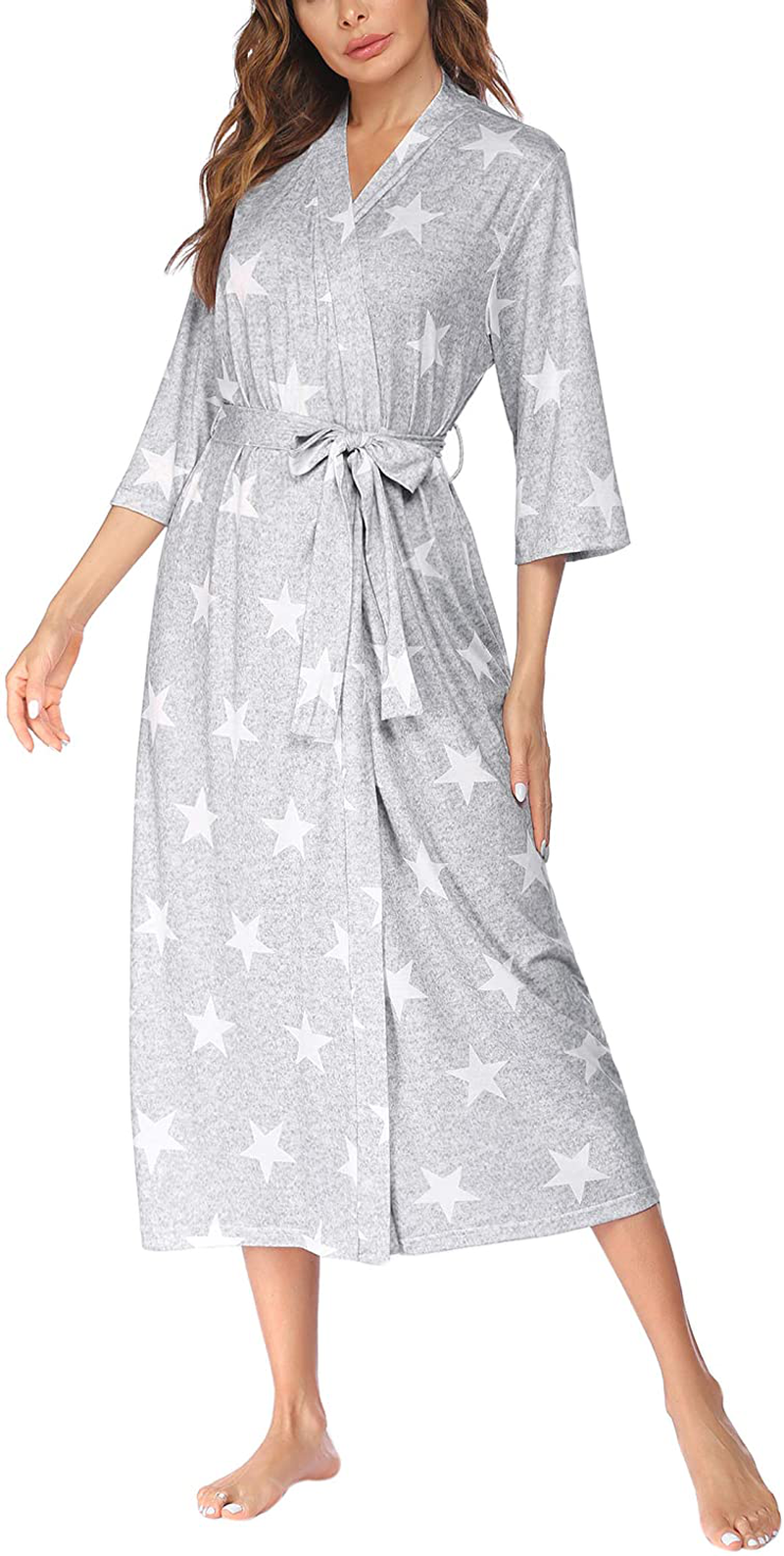 Ekouaer Womens Robes, Lightweight Cotton Robe Soft Sleepwear Ladies Loungewear Dressing Gown Long Bathrobe Apparel & Accessories > Clothing > Sleepwear & Loungewear > Robes Ekouaer Pat6 Small 