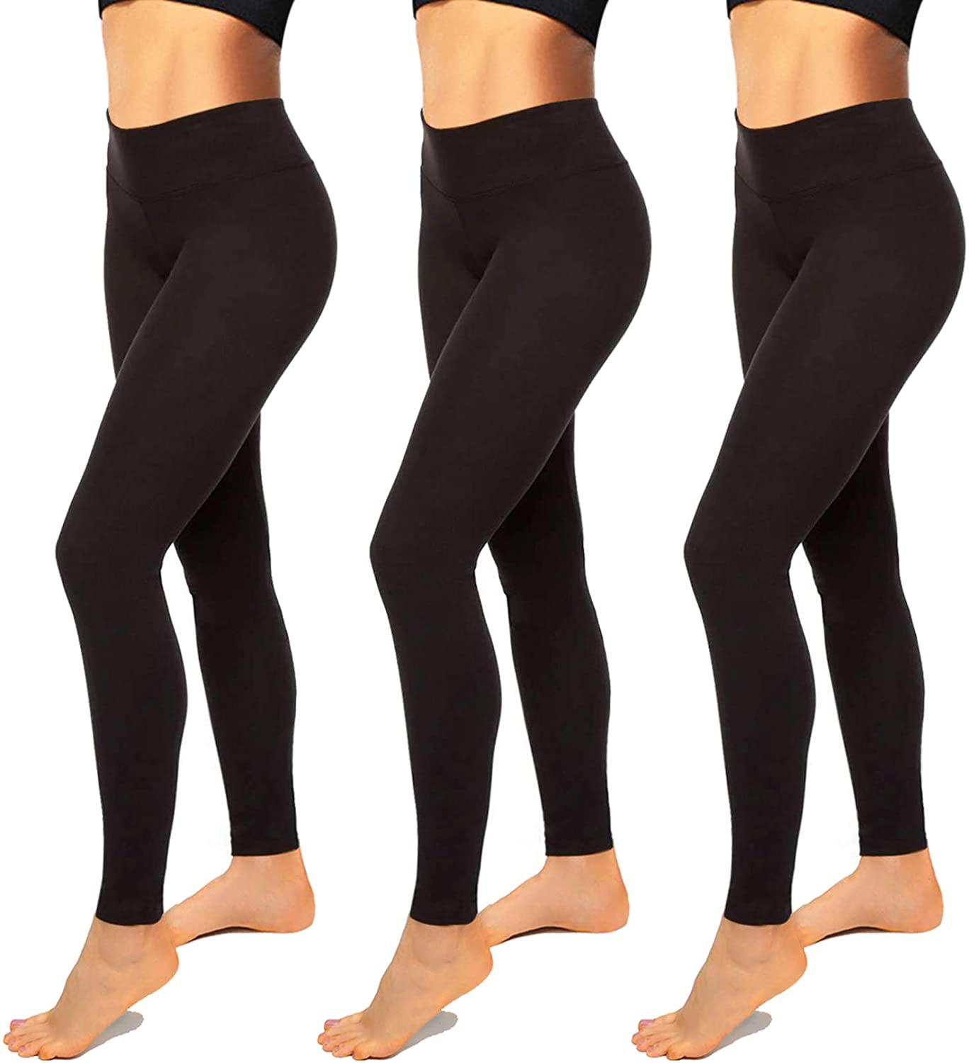 High Waisted Leggings for Women-Womens Black Seamless Workout Leggings Running Tummy Control Yoga Pants Reg&Plus Size Apparel & Accessories > Clothing > Activewear Hi Clasmix 1a-3 Pack Black Small-Medium 