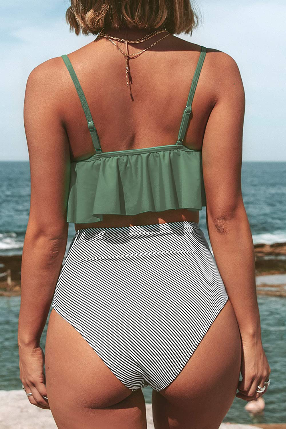 CUPSHE Women'S High Waisted Falbala Bikini Set  Kylie Max   