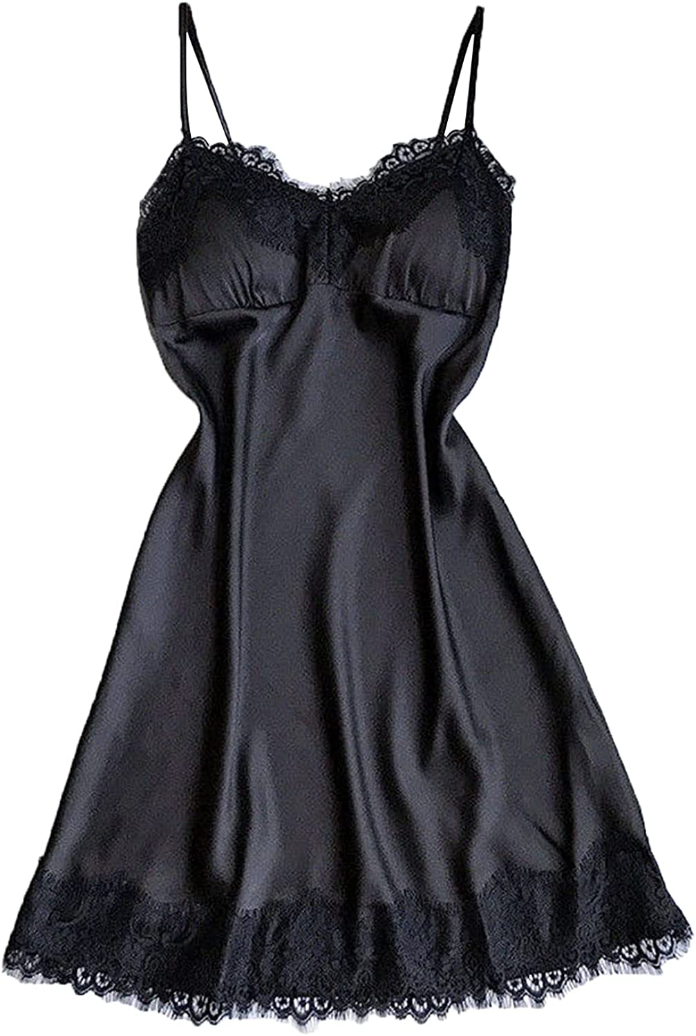Women'S Floral Lace Chemise Nightgown Sexy V Neck Full Slip Babydoll Sleepwear Soft Spaghetti Straps Lounge Dress Apparel & Accessories > Clothing > Underwear & Socks > Lingerie Kylie Max   