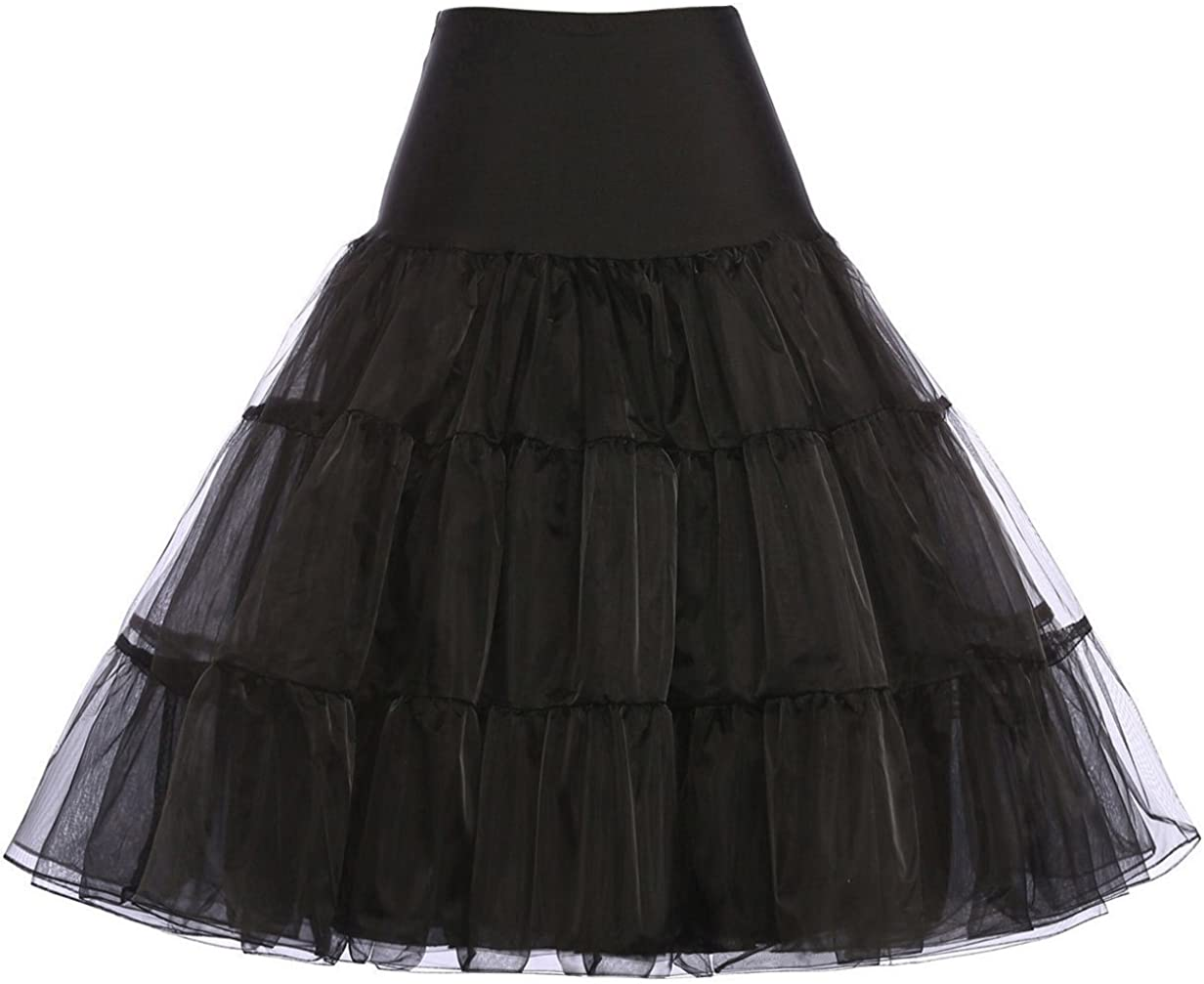 GRACE KARIN Women 50S Petticoat Skirts Tutu Crinoline Underskirt CL008922 Apparel & Accessories > Clothing > Underwear & Socks > Shapewear GRACE KARIN Black 2X 