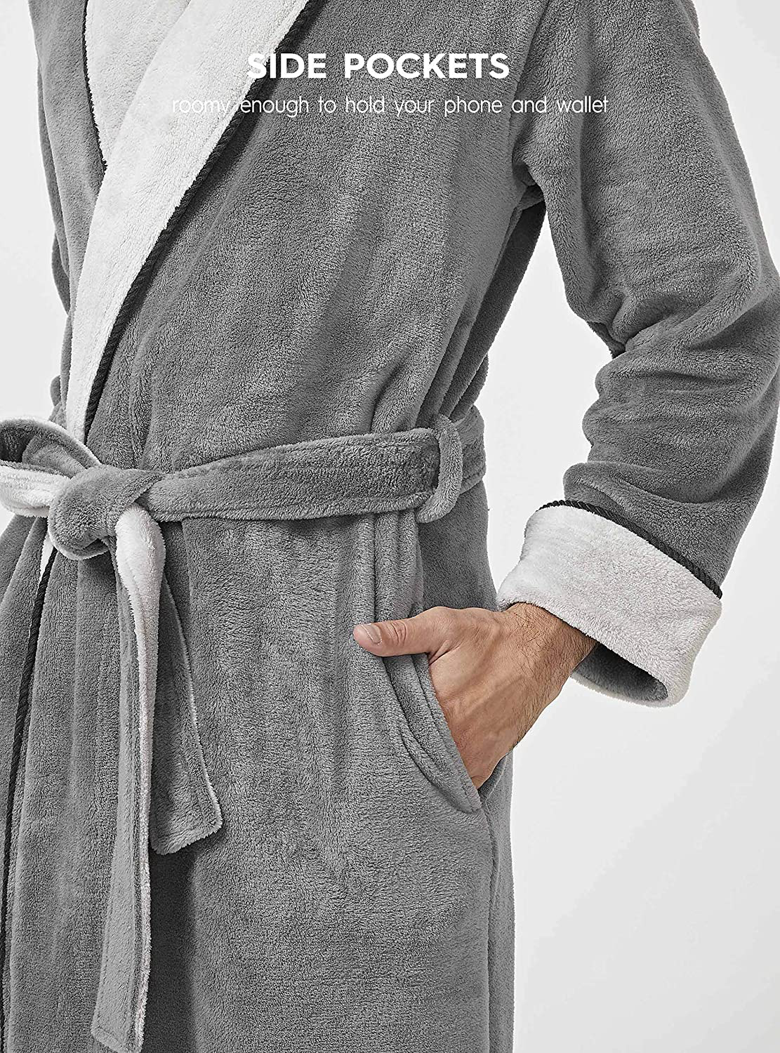 DAVID ARCHY Men'S Coral Fleece Plush Robe Shawl Collar Heavyweight Full Length Long Big and Tall Warm Bathrobe Apparel & Accessories > Clothing > Sleepwear & Loungewear > Robes Kylie Max   