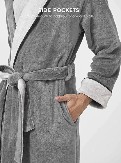 DAVID ARCHY Men'S Coral Fleece Plush Robe Shawl Collar Heavyweight Full Length Long Big and Tall Warm Bathrobe Apparel & Accessories > Clothing > Sleepwear & Loungewear > Robes Kylie Max   