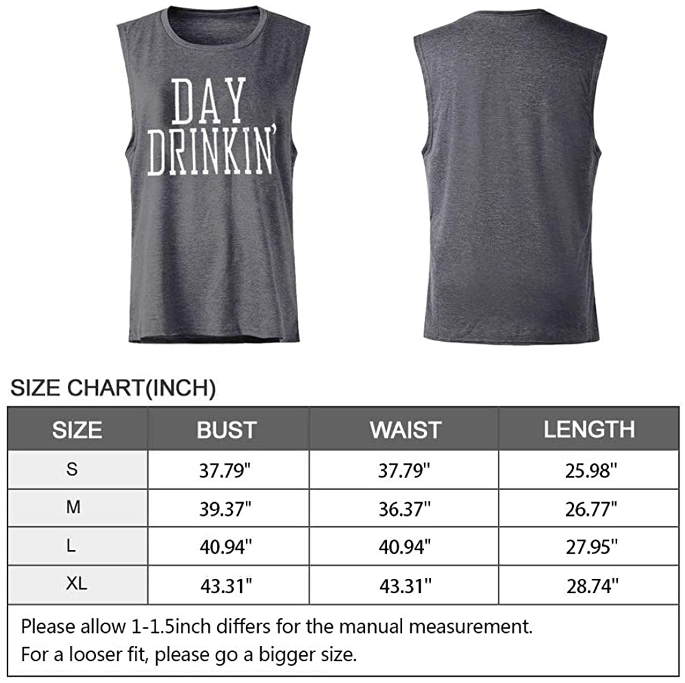 Bealatt Day Drinkin’ Casual Tank Tops Funny Letters Print Vest T-Shirt, Cute Drinking Shirt Tank for Women Apparel & Accessories > Clothing > Activewear Kylie Max   