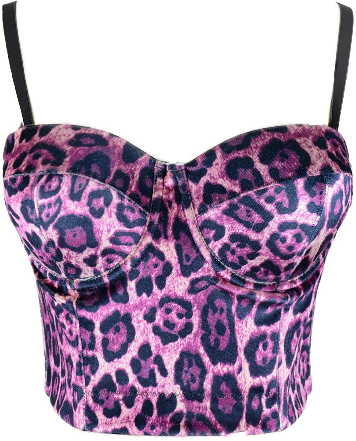 ELLACCI Leopard Pattern Bustier Crop Top Sexy Women'S Corset Top Bra Brown Apparel & Accessories > Clothing > Underwear & Socks > Lingerie ELLACCI   
