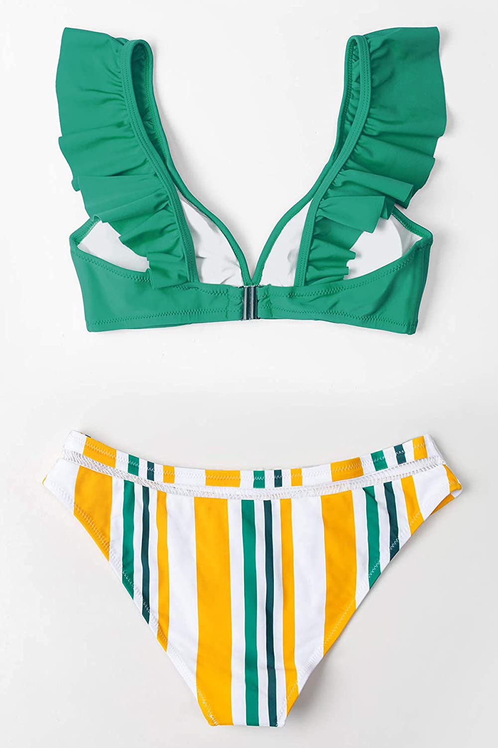 CUPSHE Women's Orange Floral Bottom Ruffle Hook Closure Bikini Set Apparel & Accessories > Clothing > Swimwear CUPSHE   