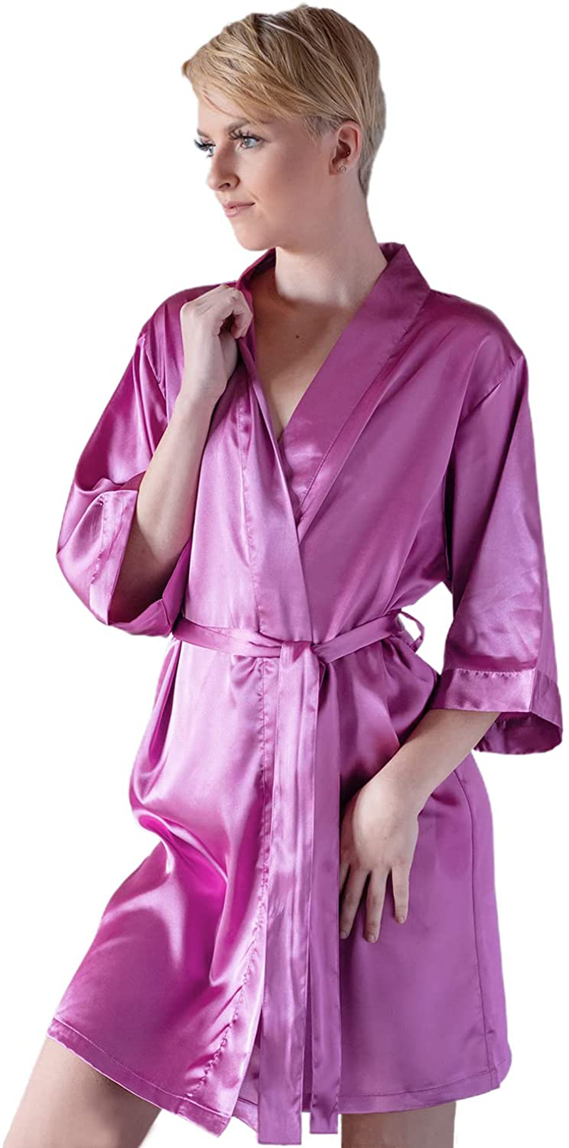 Pretty Robes Silk Satin Robes for Women Short Kimono Robe for Brides and Bridesmaids Wedding and Bridal Party Loungewear Apparel & Accessories > Clothing > Sleepwear & Loungewear > Robes Pretty Robes   