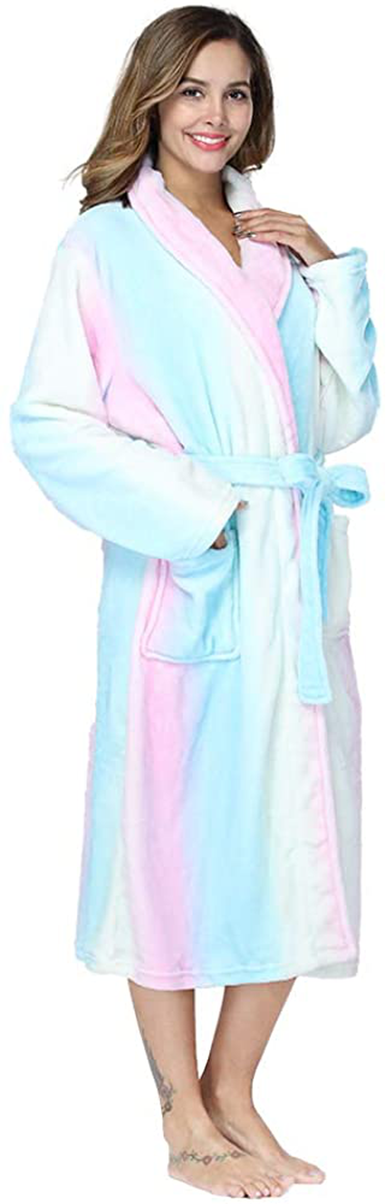 RONGTAI Womens Bathrobe Ladies Fleece Plush Warm Long Robes Apparel & Accessories > Clothing > Sleepwear & Loungewear > Robes Kylie Max   