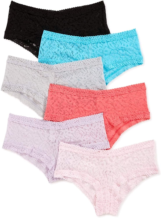Assorted 6 Pair Lace Stretch Cheeky Panties Apparel & Accessories > Clothing > Underwear & Socks > Underwear Secret Treasures X-Large 16-18  