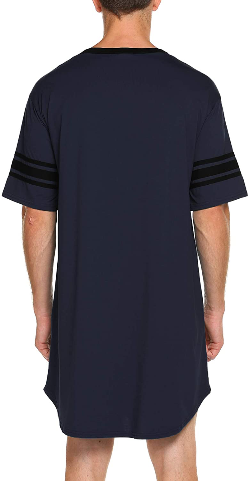Ekouaer Men'S Nightshirt, Cotton Nightwear Comfy Big&Tall V Neck Short Sleeve Soft Loose Pajama Sleep Shirt Apparel & Accessories > Clothing > Sleepwear & Loungewear > Nightgowns Kylie Max   