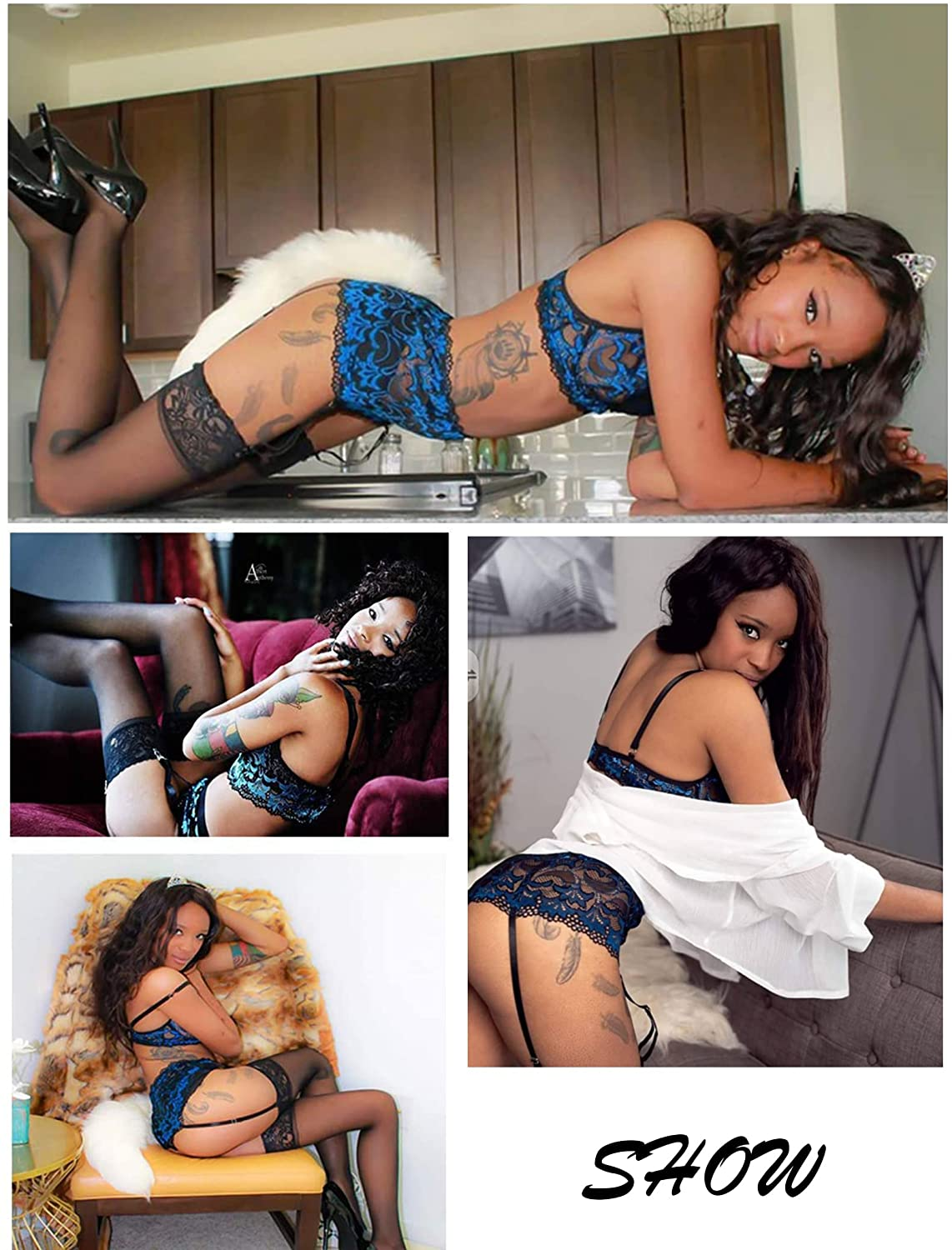 Avidlove Women Lingerie Set High Waisted Underwire Lingerie with Garter Belt Lace Babydoll Apparel & Accessories > Clothing > Underwear & Socks > Lingerie Avidlove   