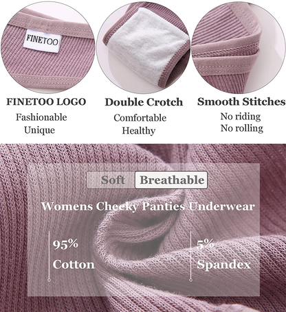 FINETOO 10 Pack Womens Cotton Underwear Sexy Stretch Bikini Panties Low Rise Hipster Ladies Soft V-Waist Cheeky S-XL Apparel & Accessories > Clothing > Underwear & Socks > Underwear KYLIE MAX   