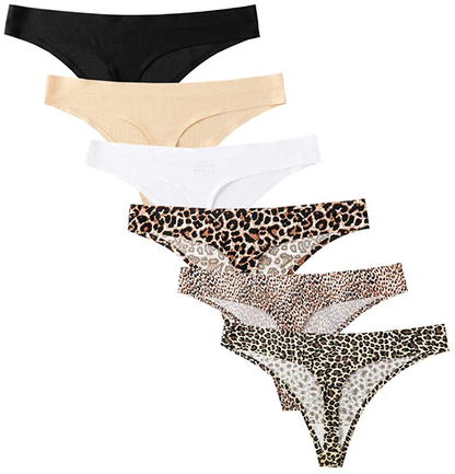 Closecret Lingerie Women 6 Pack Seamless Thongs Underwear Ice Silk Comfy G-string Panties Apparel & Accessories > Clothing > Underwear & Socks > Underwear Closecret Style 5 Medium 