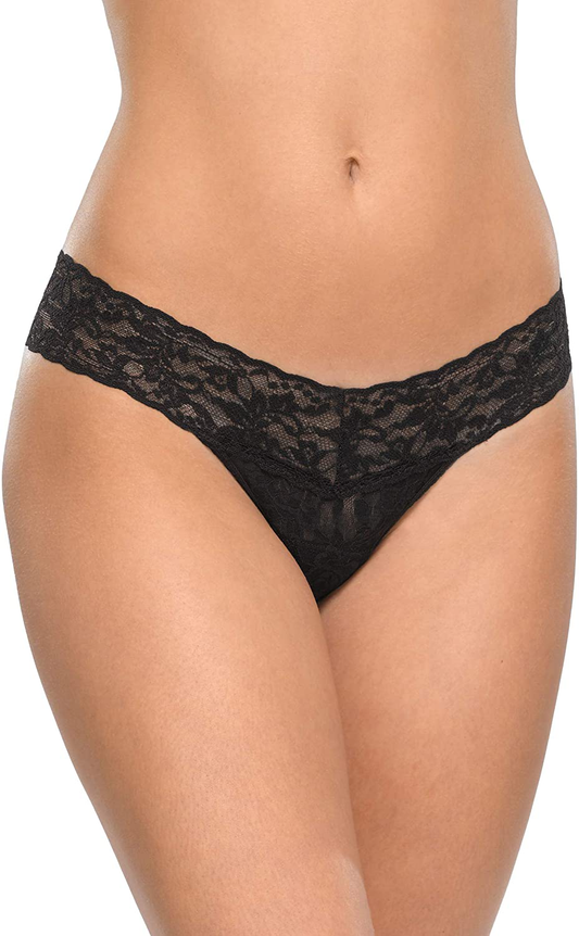 hanky panky, Signature Lace Low Rise Thong, One Size (2-12) Apparel & Accessories > Clothing > Underwear & Socks > Underwear hanky panky Black One Size 