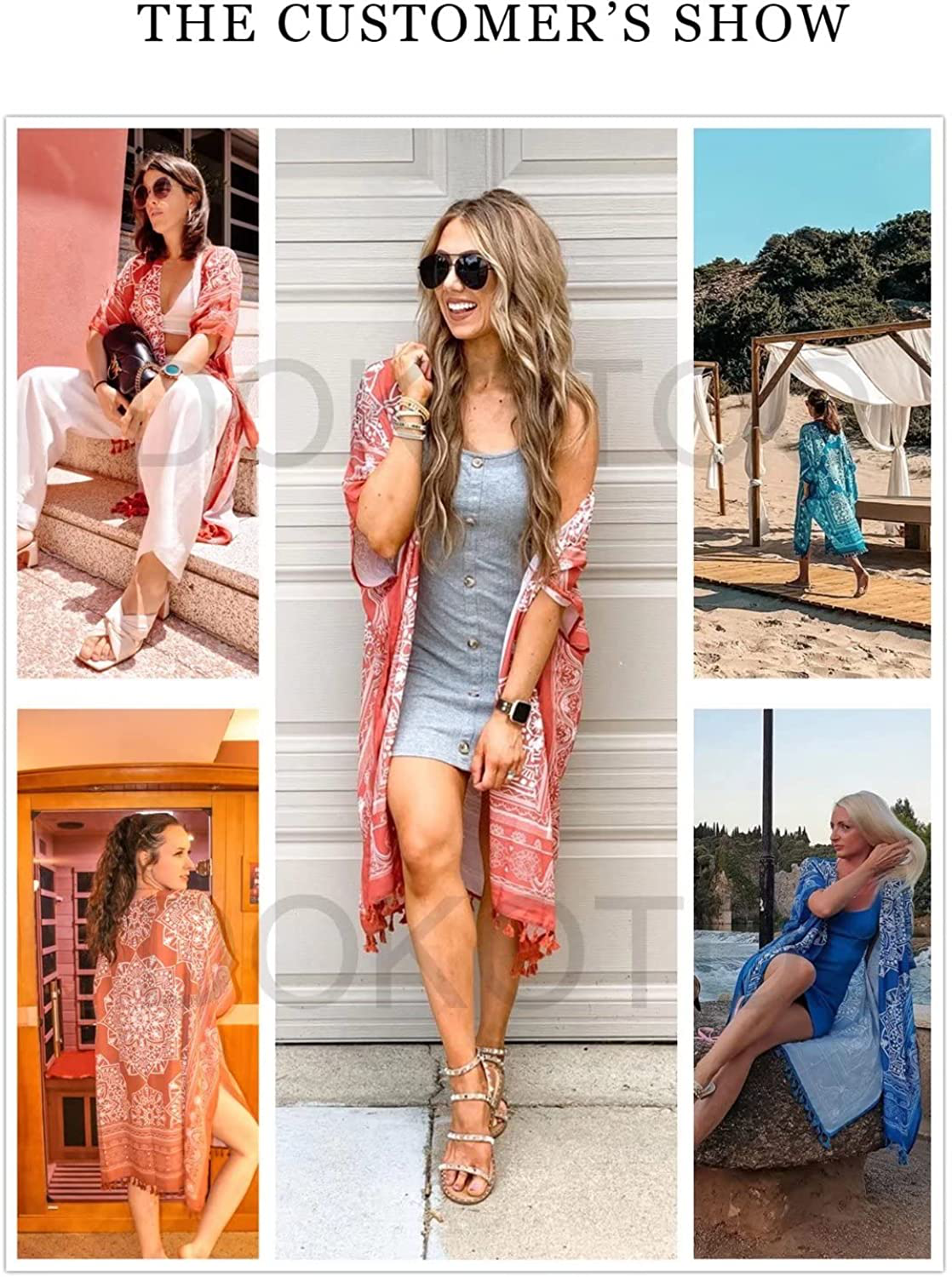 Dokotoo Womens 2022 Fashion Summer Print Kimono Casual Cardigans Loose Cover Ups Apparel & Accessories > Clothing > Swimwear Kylie Max   
