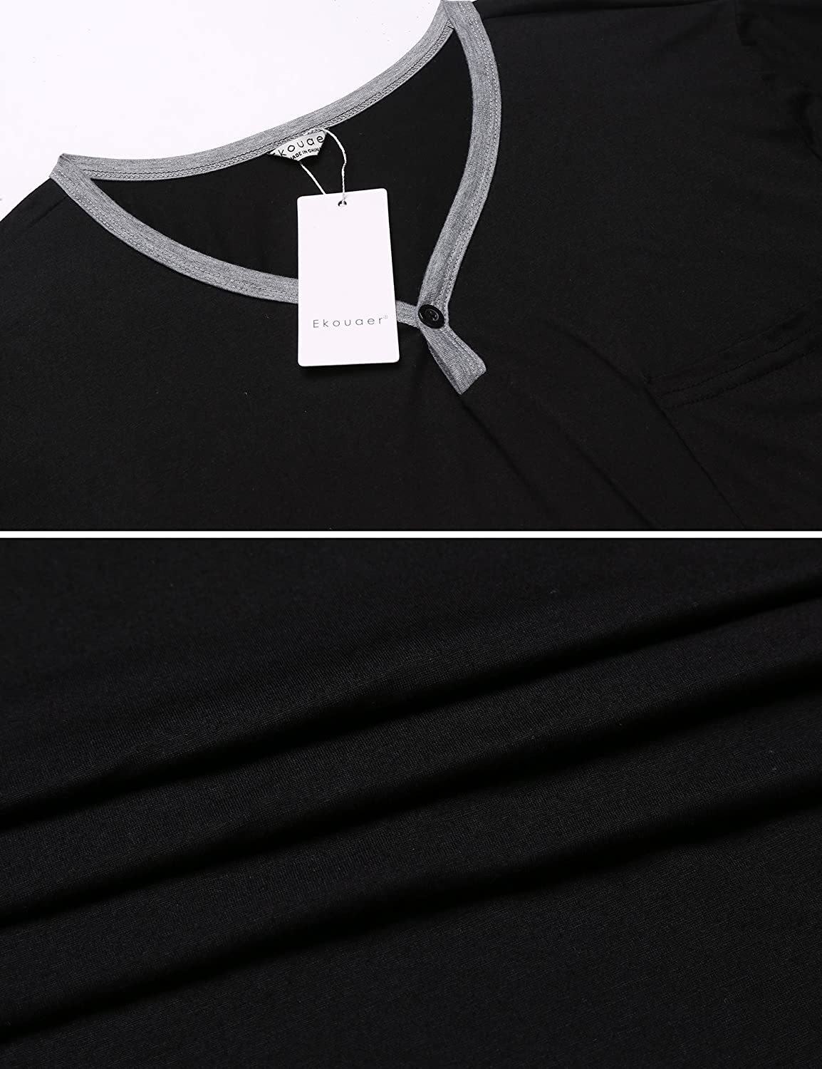 Ekouaer Men'S Nightshirt Nightwear Comfy Big&Tall Short Sleeve Henley Sleep Shirt Apparel & Accessories > Clothing > Sleepwear & Loungewear > Nightgowns Kylie Max   