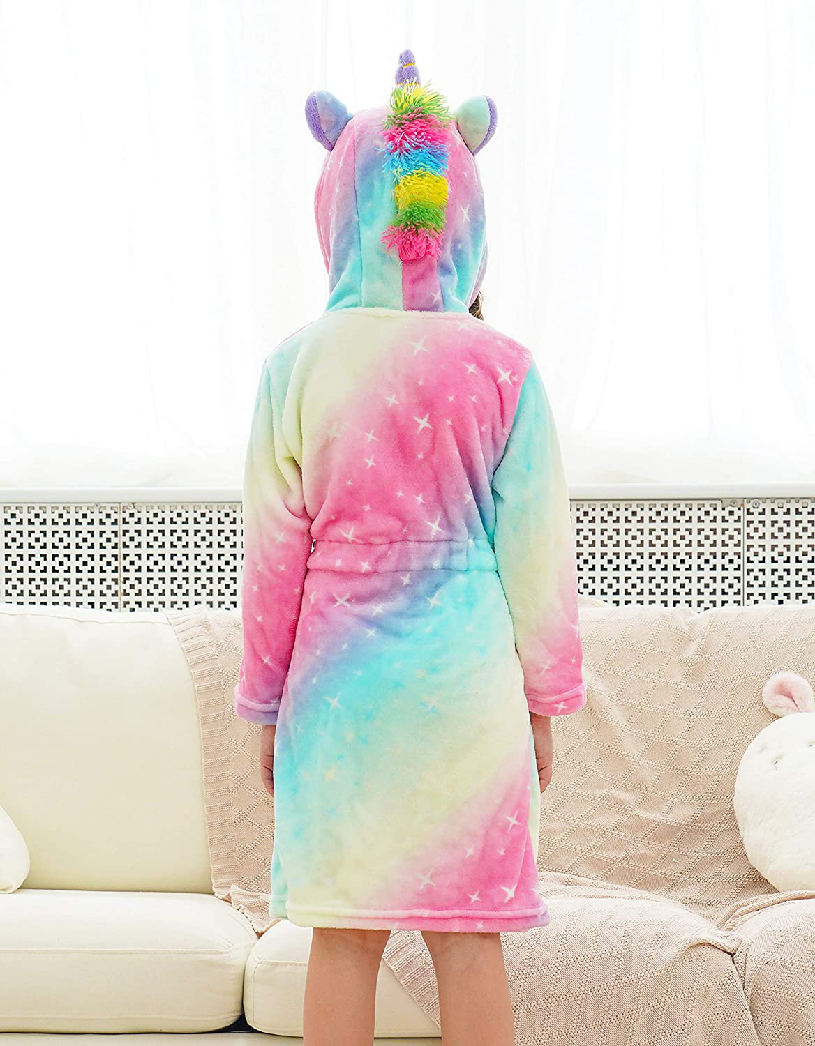 Doctor Unicorn Soft Unicorn Hooded Bathrobe Sleepwear Matching Slippers Girls Apparel & Accessories > Clothing > Sleepwear & Loungewear > Robes Kylie Max   