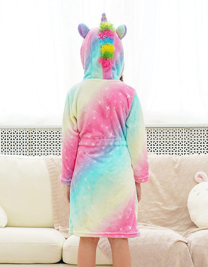 Doctor Unicorn Soft Unicorn Hooded Bathrobe Sleepwear Matching Slippers Girls Apparel & Accessories > Clothing > Sleepwear & Loungewear > Robes Kylie Max   