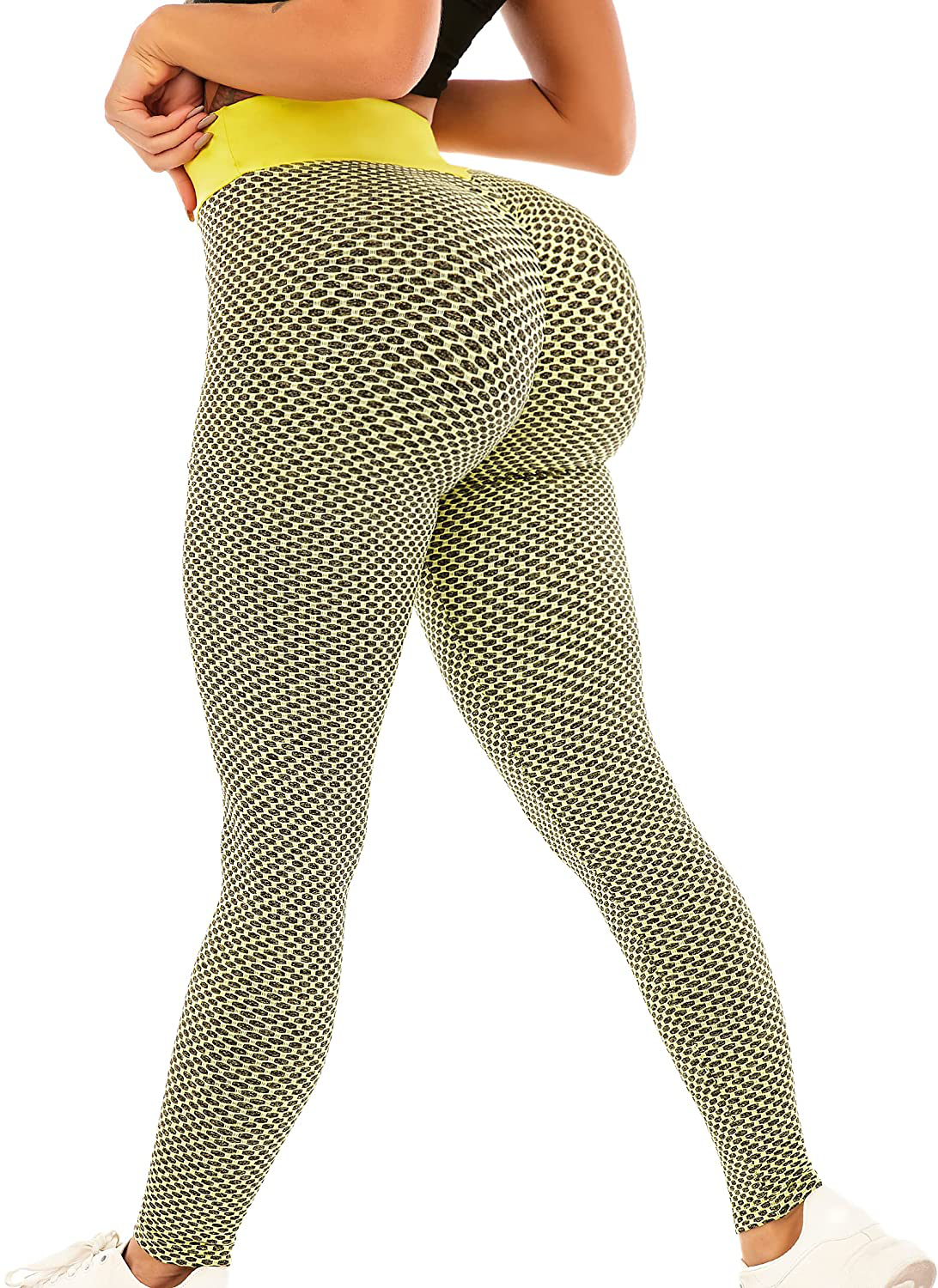 ViCherub Leggings for Women Scrunch Butt Lifting TIK Tok Yoga Pants Peach Lift High Waisted, Workout Tummy Control Tights Apparel & Accessories > Clothing > Activewear ViCherub Yellow Medium 