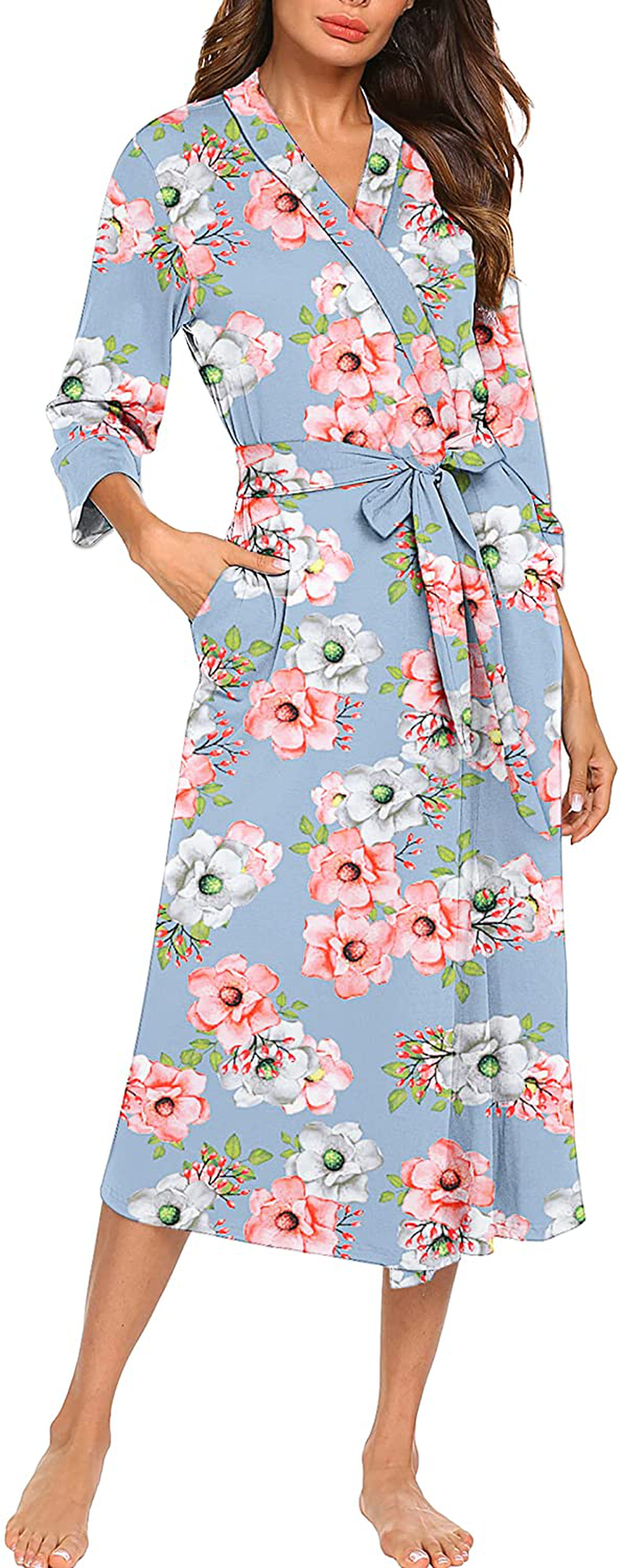 MAXMODA Women Kimono Robes Long Knit Bathrobe Soft Robe Casual Ladies Loungewear S-3XL Apparel & Accessories > Clothing > Sleepwear & Loungewear > Robes MAXMODA   