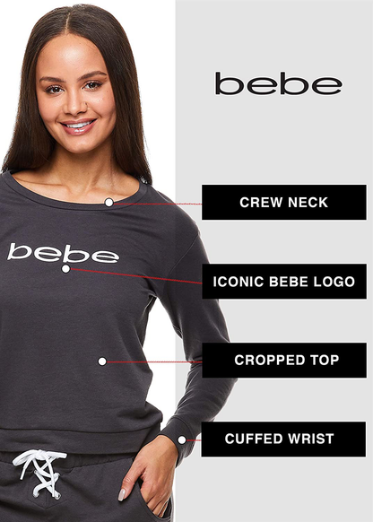 bebe Womens Cuffed Long Sleeve Shirt and Skinny Lounge Pajama Pants Sleep Set Apparel & Accessories > Clothing > Sleepwear & Loungewear > Pajamas bebe   