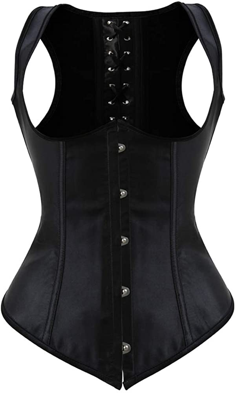 Frawirshau Women'S Gothic Steampunk Corset Bustier Waist Cincher Underbust Corset Vest Tank Top Apparel & Accessories > Clothing > Underwear & Socks > Lingerie frawirshau Black-830 Large 