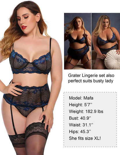Avidlove Women Lingerie Set with Garter Belts Sexy Bra and Panty Underwire Lingerie Sets Apparel & Accessories > Clothing > Underwear & Socks > Lingerie Kylie Max   