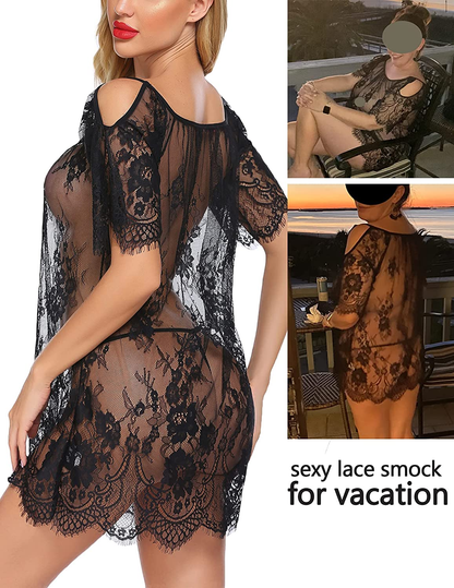Avidlove Women Chemises Lace Smock Lingerie Mini Babydoll Lingerie Sleepwear S-4XL Apparel & Accessories > Clothing > Underwear & Socks > Lingerie Avidlove   
