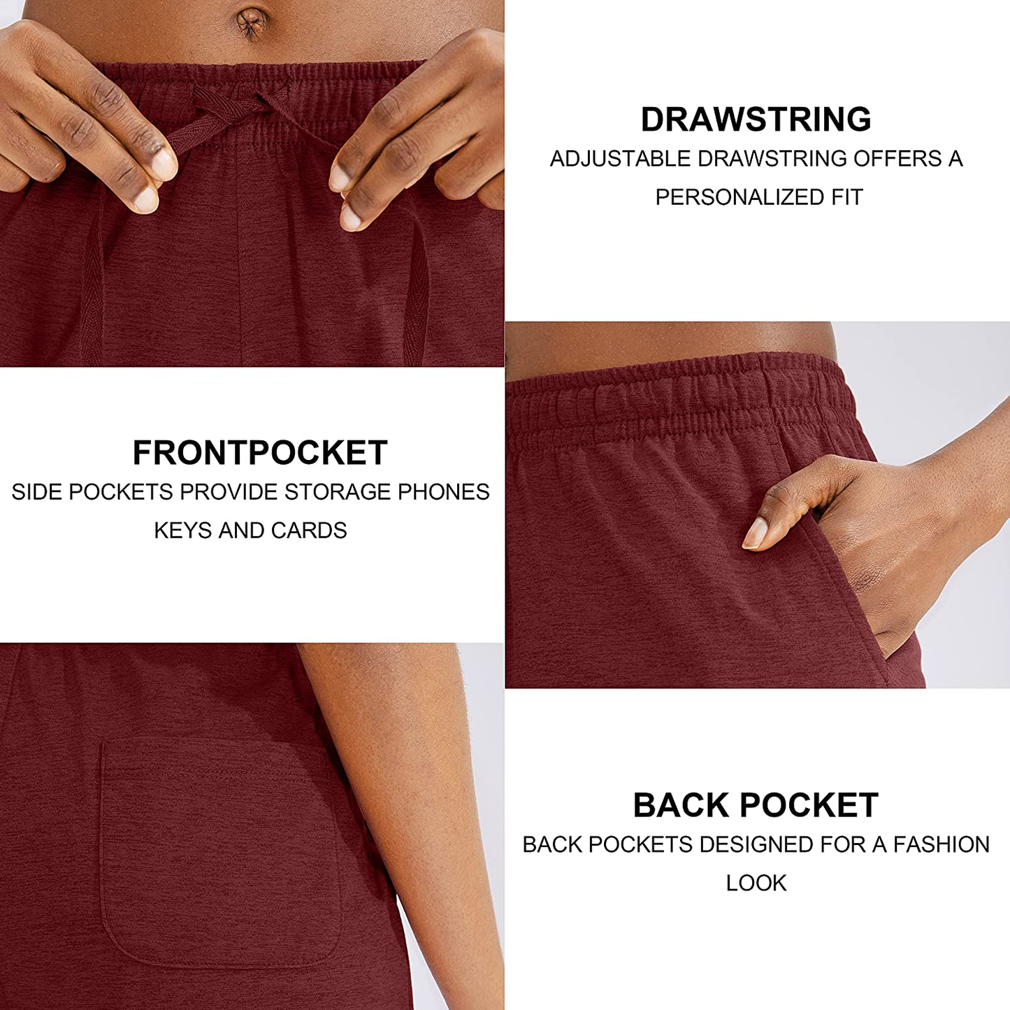 G Gradual Women'S Bermuda Shorts Jersey Shorts with Deep Pockets 7" Long Shorts for Women Lounge Walking Athletic Apparel & Accessories > Clothing > Shorts Kylie Max   