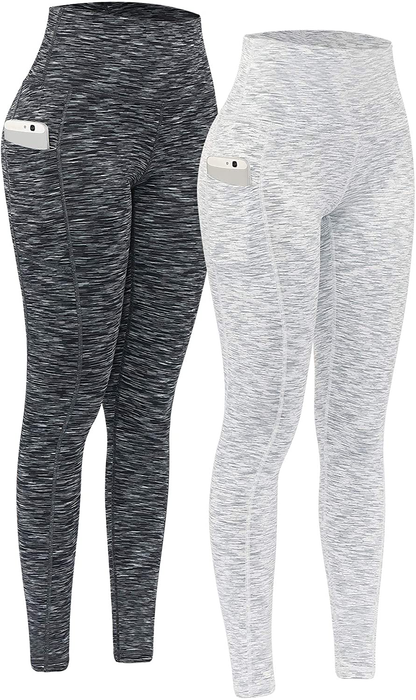 Fengbay 2 Pack High Waist Yoga Pants, Pocket Yoga Pants Tummy Control Workout Running 4 Way Stretch Yoga Leggings Apparel & Accessories > Clothing > Activewear Fengbay Dr Black & 1203 White X-Large 