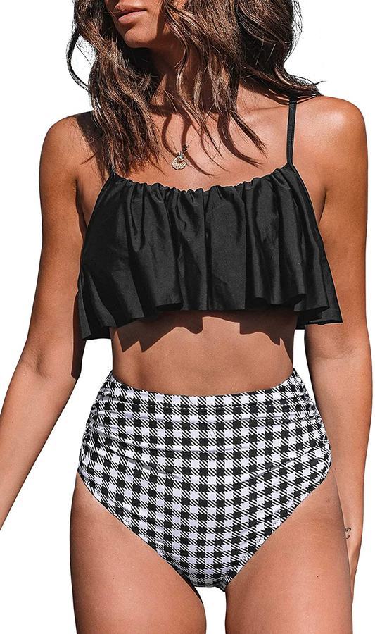 CUPSHE Women'S High Waisted Falbala Bikini Set  Kylie Max   