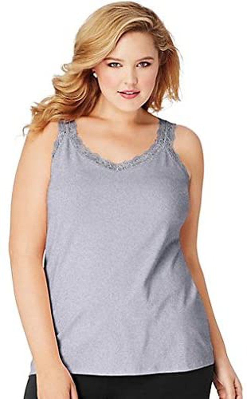 JUST MY SIZE Women'S plus Size Stretch Jersey Lace Trim Tank Apparel & Accessories > Clothing > Activewear Kylie Max   