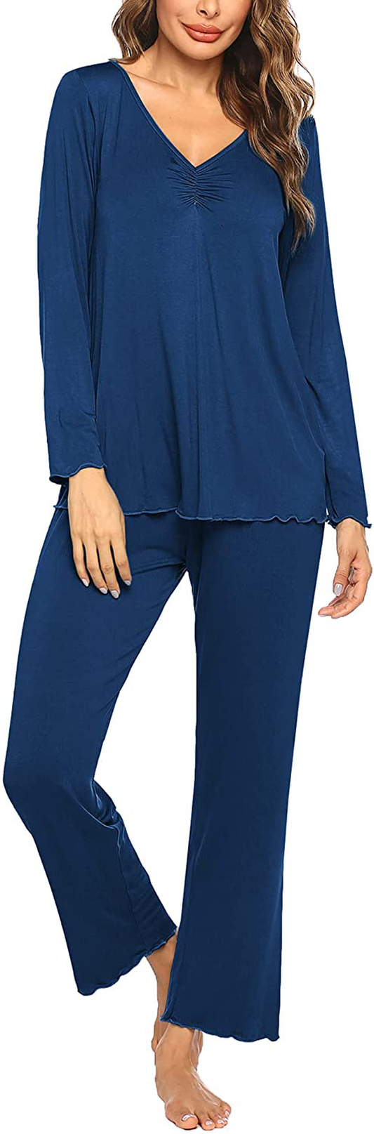 Ekouaer Women'S Pajama Set Long Sleeve Sleepwear Soft Loungewear Sets Pajamas Top and Pants Pjs S-XXL Apparel & Accessories > Clothing > Sleepwear & Loungewear Kylie Max   