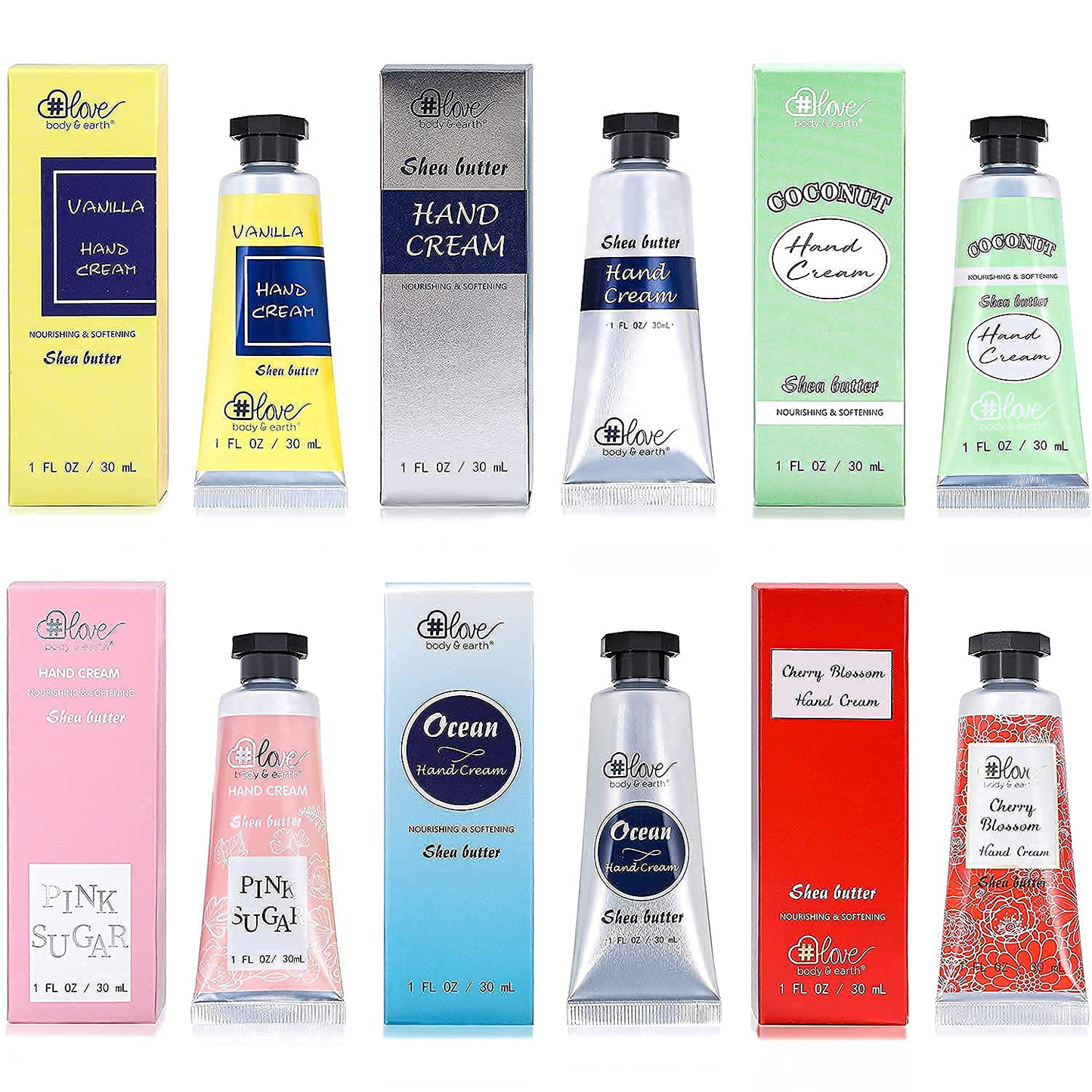 Shea Butter Hand Cream Set - Pack of 6 Hand Lotion Gift Set for Rough Dry Hands, Non-greasy 6 Plant Fragrances, Hand Cream Set for Women Gifts, Birthday Christmas Gifts for Women Arts & Entertainment > Party & Celebration > Gift Giving BODY & EARTH # LOVE   