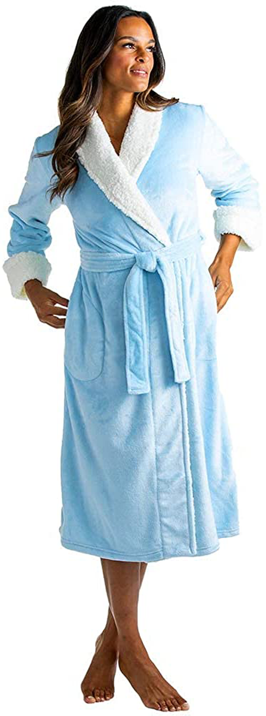 Softies Women'S Plush Sherpa Robe with Contrast Trim Apparel & Accessories > Clothing > Sleepwear & Loungewear > Robes Kylie Max   